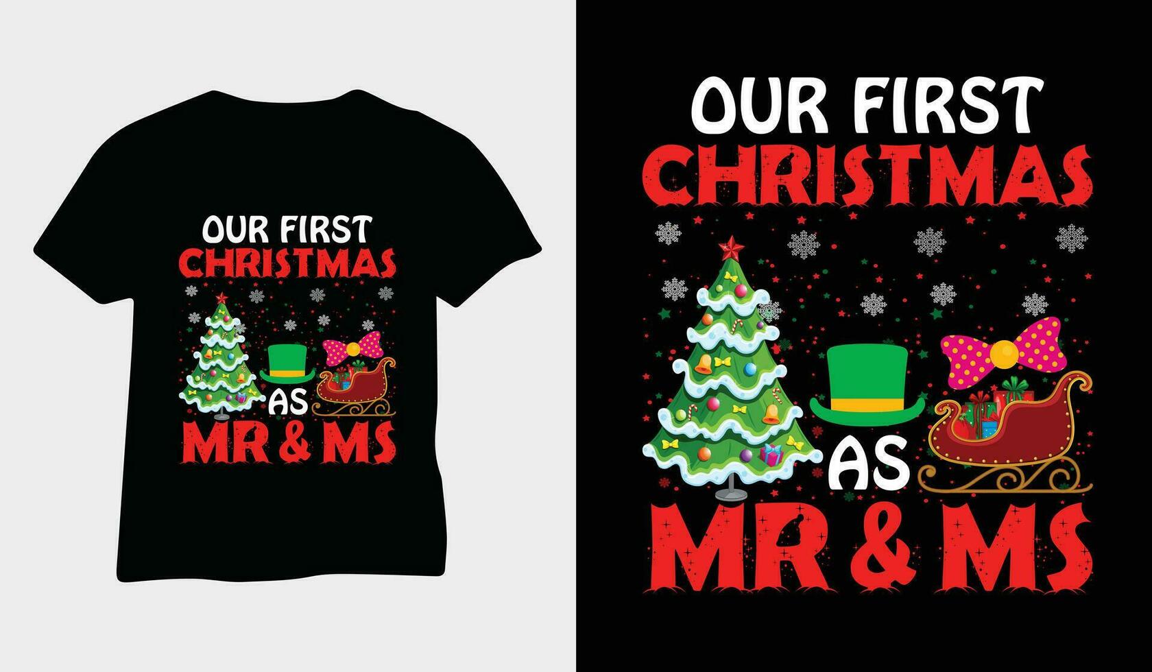 Noël T-shirt conception notre premier Noël comme Monsieur et SP vecteur