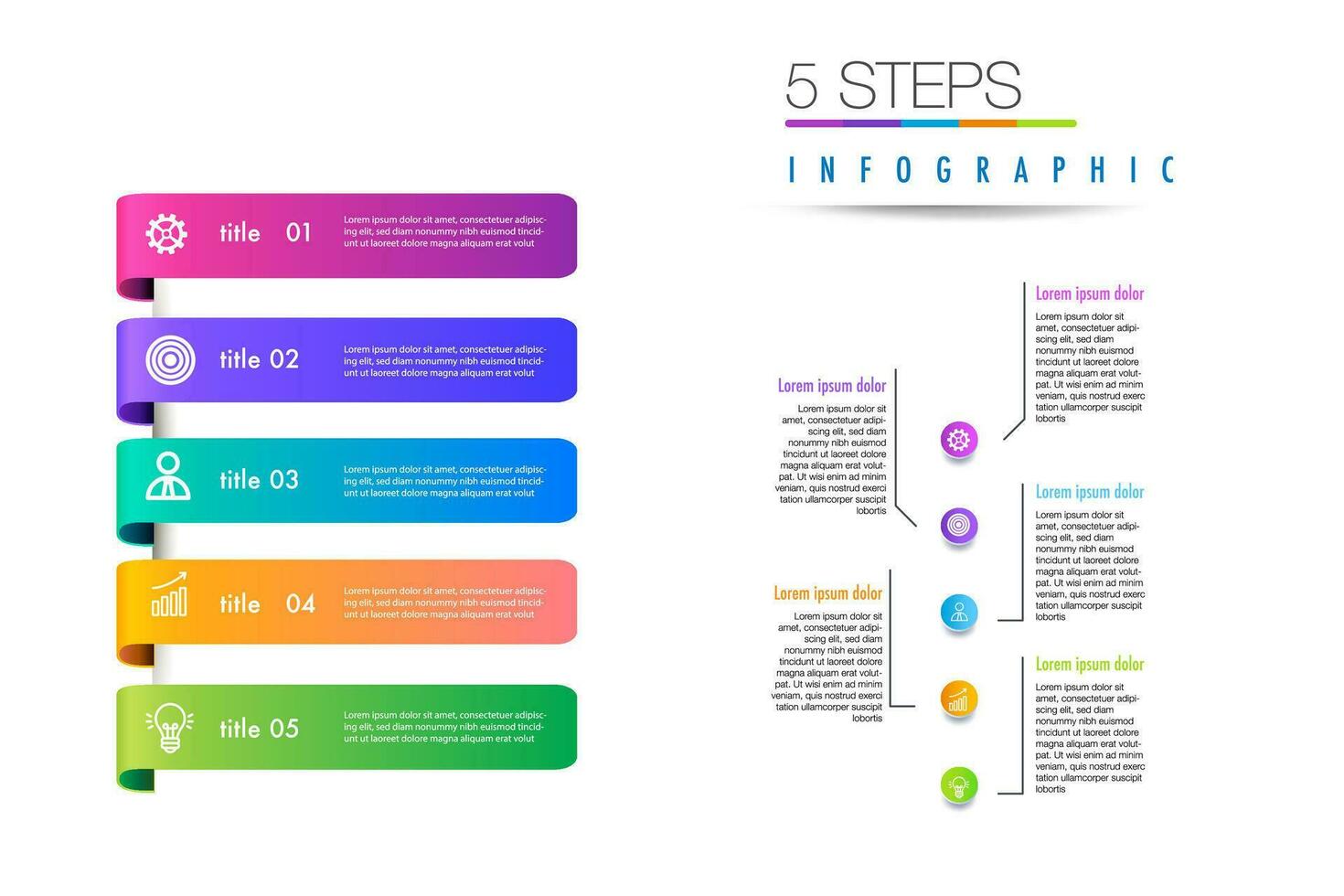 infographie modèle 5 étape pour affaires direction, commercialisation stratégie, diagramme, données, éclat, La Flèche calendrier, pour présentation rapport et le progrès vecteur