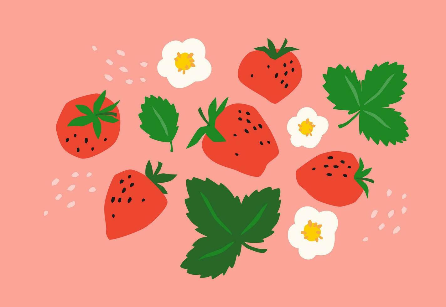 ensemble de tiré fraise. vecteur illustration. isolé éléments pour conception