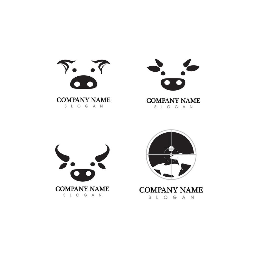 taureau et vache tête cochon tête de buffle vache animal mascotte logo design vecteur pour sport corne buffle animal mammifères tête logo sauvage matador