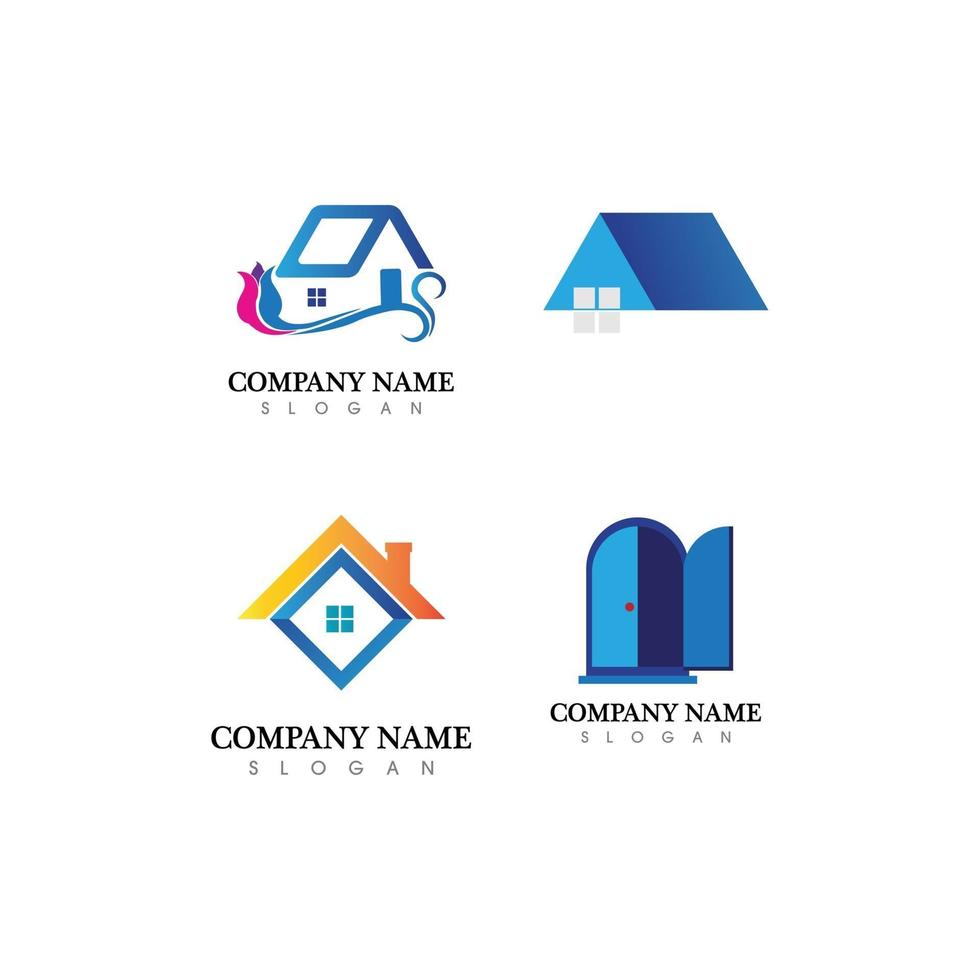 modèle d'icônes de logo vectoriel immobilier et bâtiments résidentiels