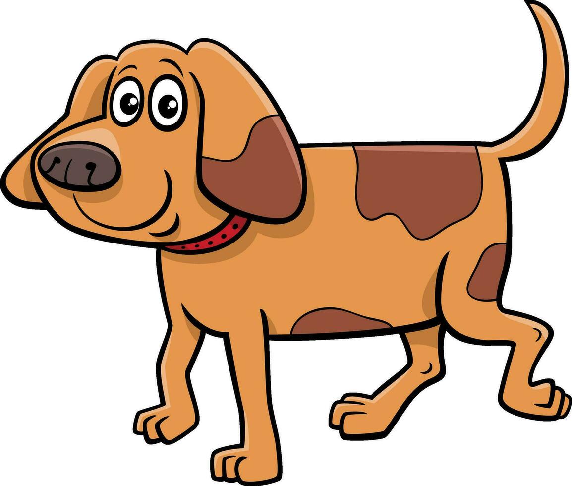 dessin animé Pointé chien animal personnage sur le marcher vecteur