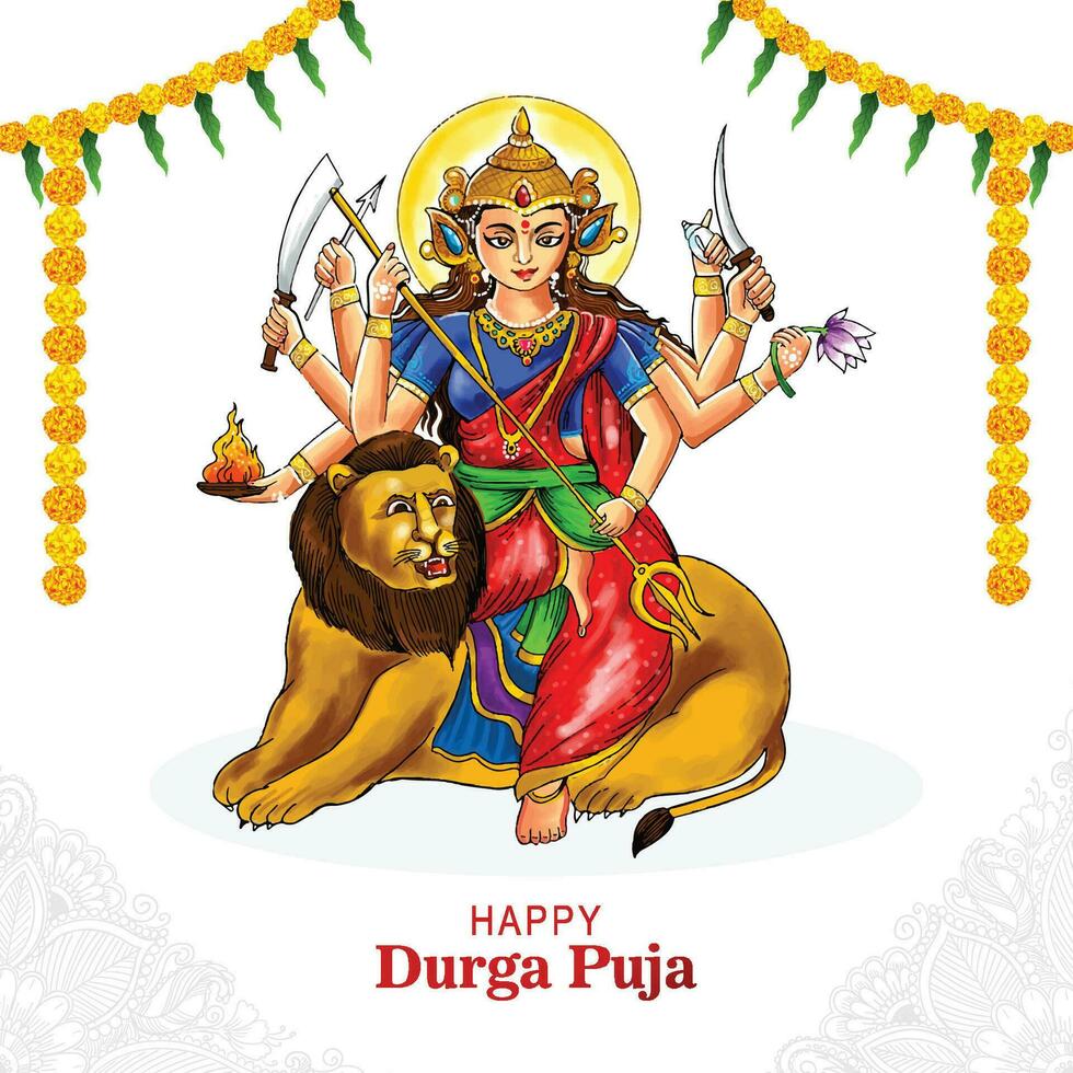 joyeux durga puja festival culturel indien carte fond de célébration vecteur