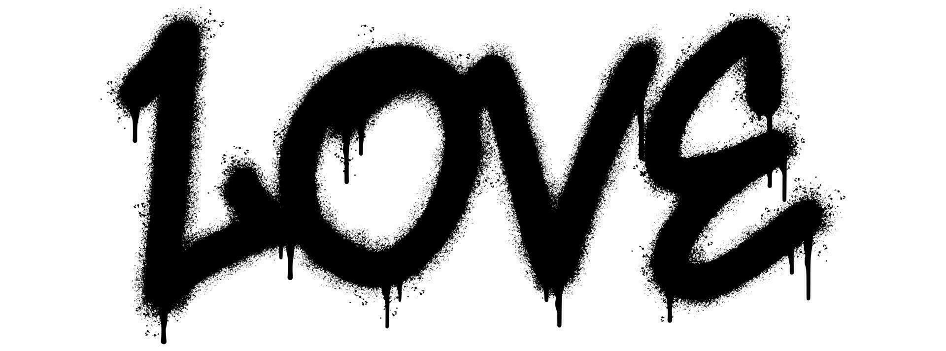 vaporisateur peint graffiti l'amour mot pulvérisé isolé avec une blanc Contexte. graffiti Police de caractère l'amour avec plus de vaporisateur dans noir plus de blanche. vecteur