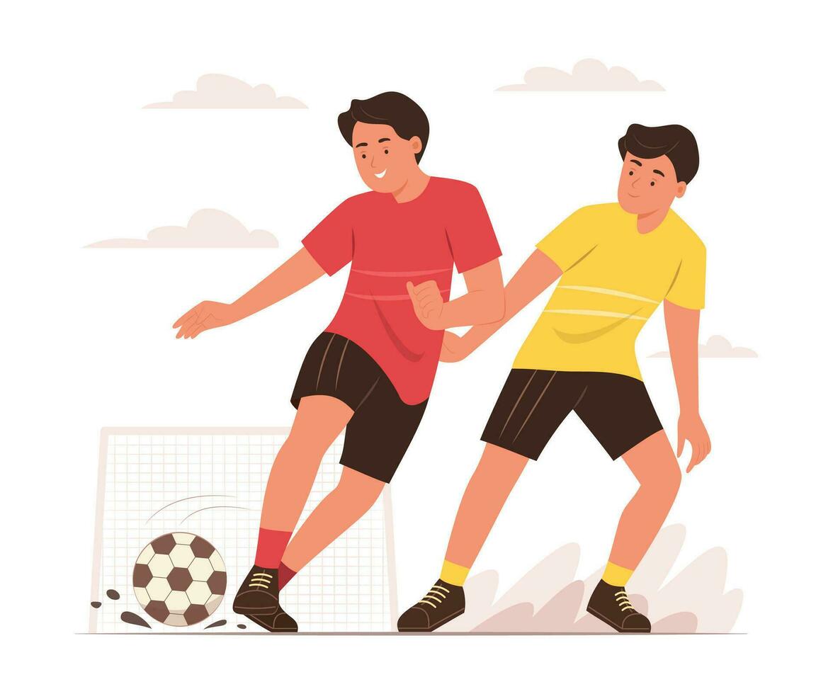 football Hommes en jouant Football pour sport concept illustration vecteur