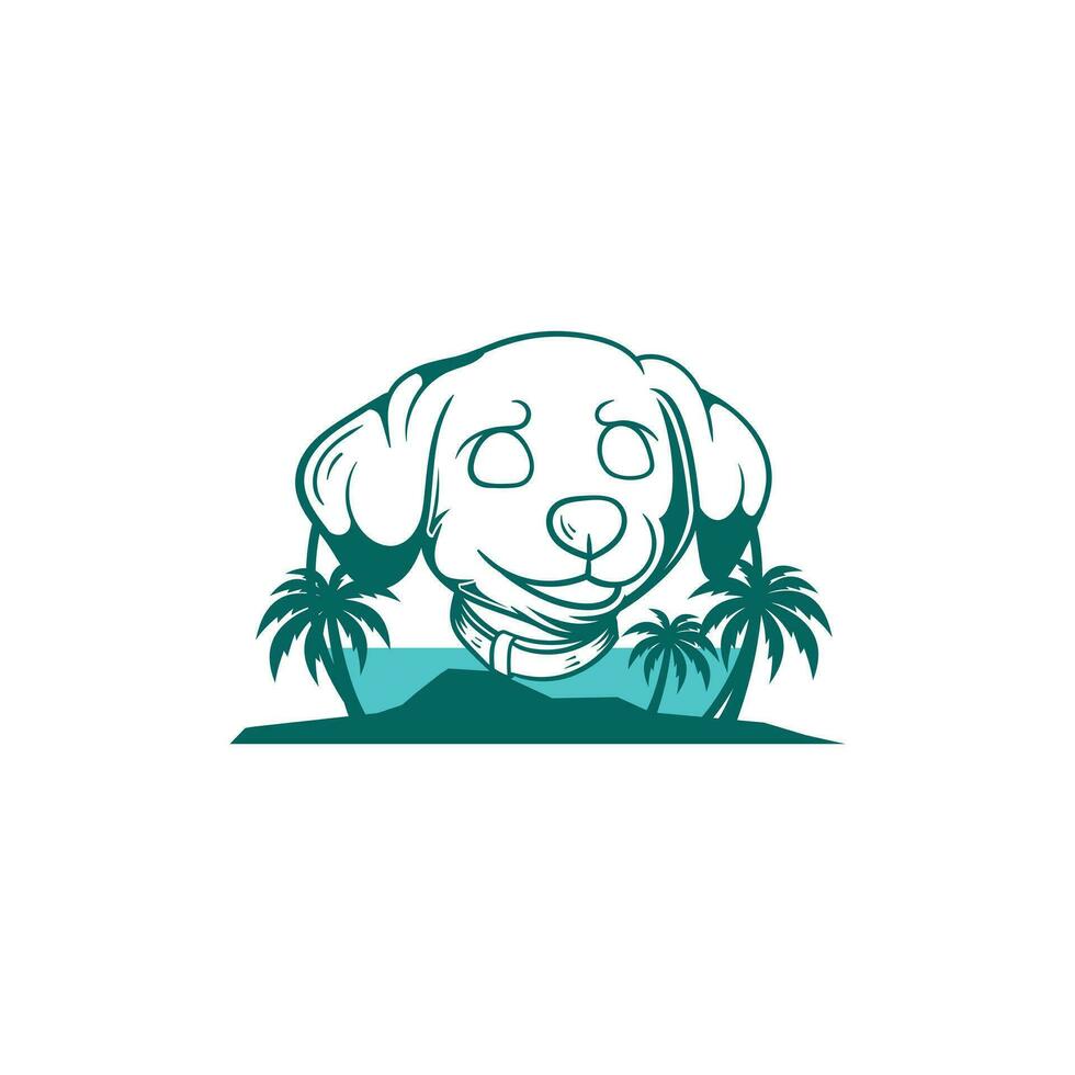 mignonne chien tête plage logo conception vecteur illustration conception, adapté pour votre entreprise