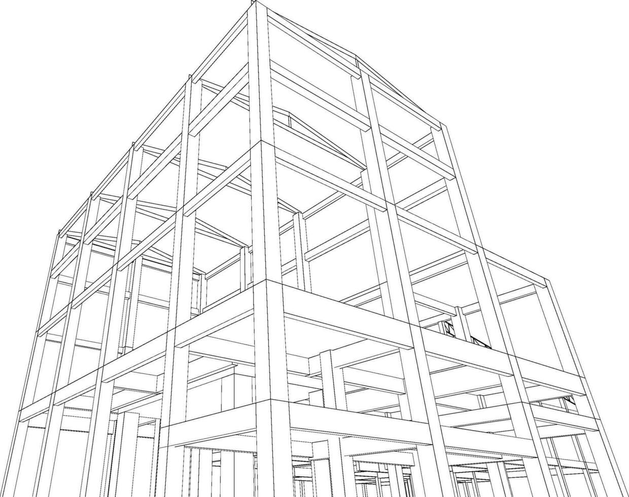 3d illustration de bâtiment structure vecteur