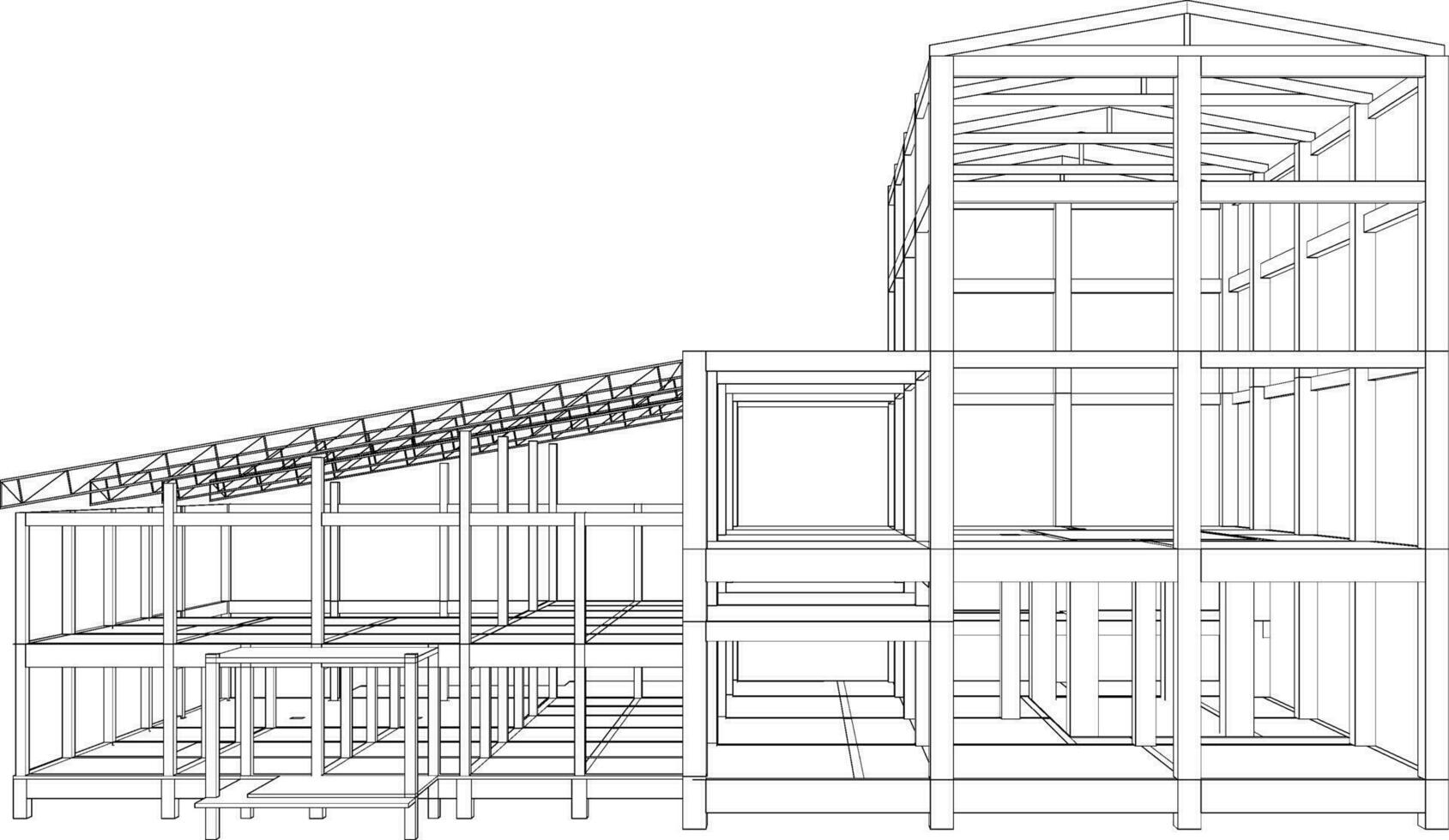 3d illustration de bâtiment structure vecteur