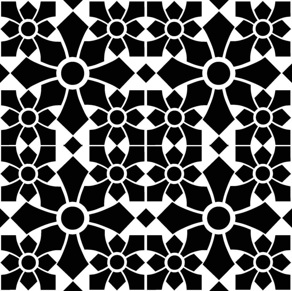 abstrait sans couture modèle avec silhouettes fleurs dans noir et blanche. floral répéter monochrome Contexte. interminable impression texture. en tissu conception. fond d'écran - vecteur