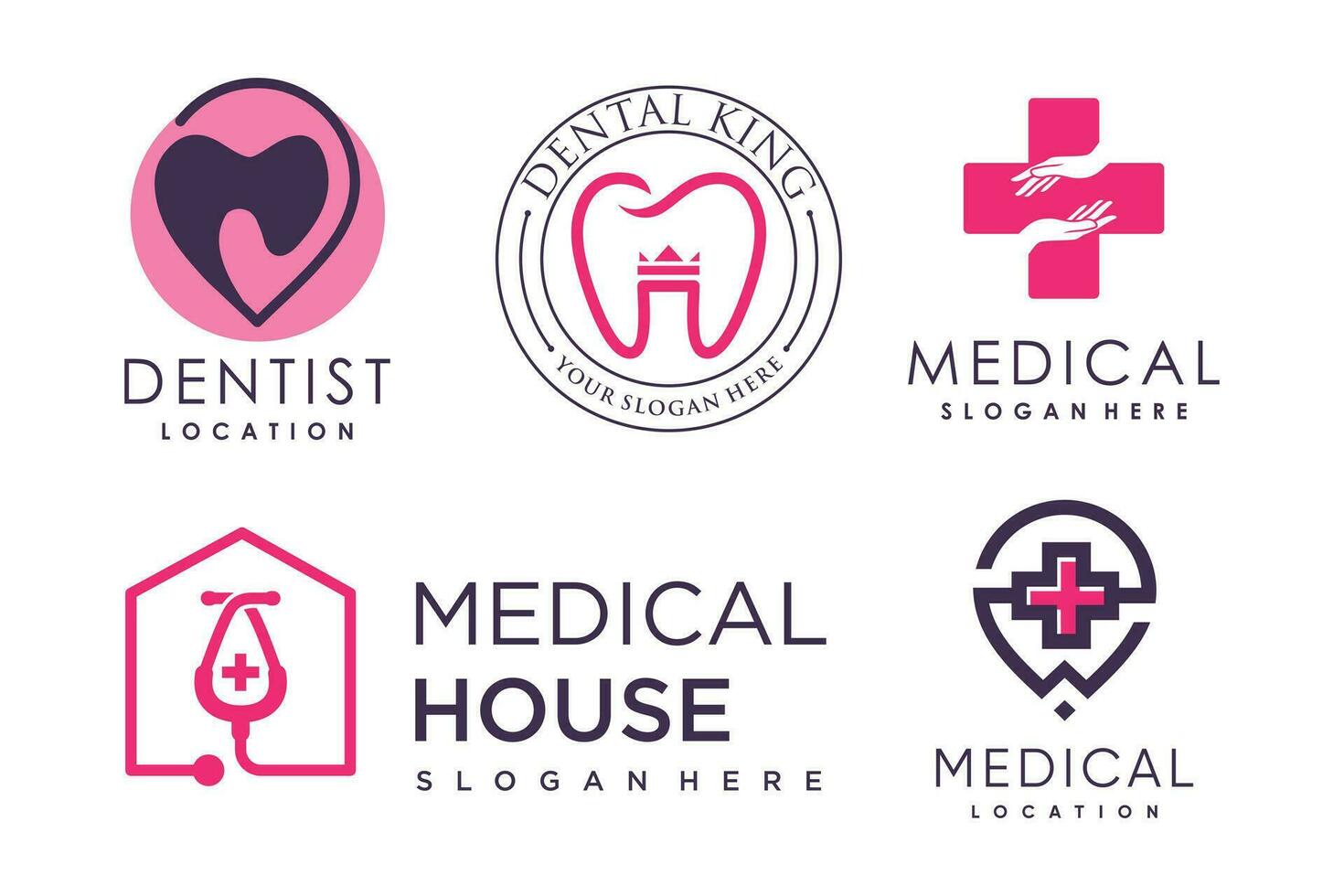 ensemble de soins de santé logo conception élément vecteur icône avec Créatif idée