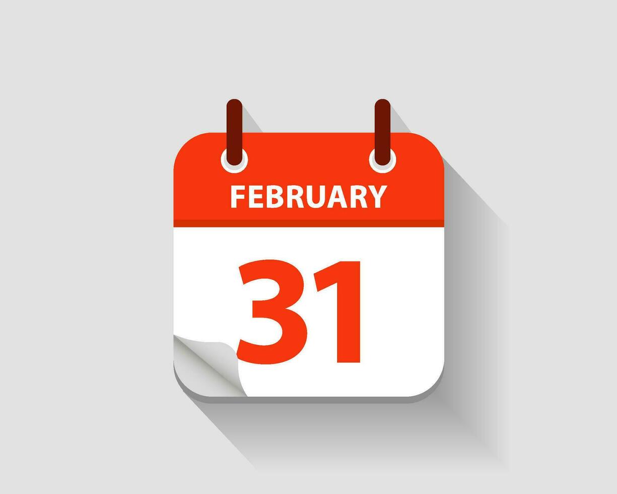 février 31. vecteur plat du quotidien calendrier icône. Date et temps, jour, mois. an. vecteur illustration