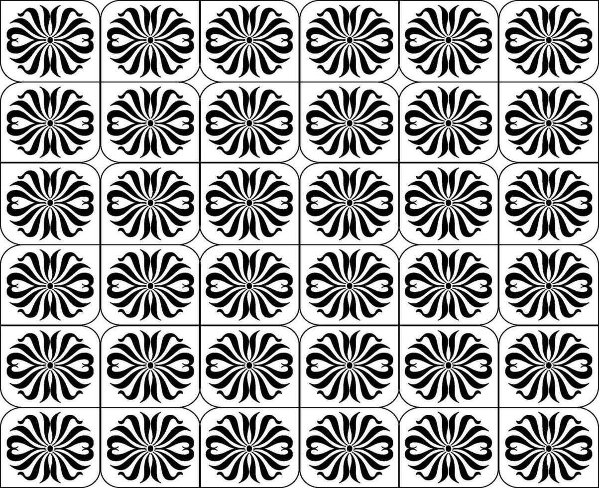 abstrait sans couture modèle avec silhouettes fleurs dans noir et blanche. floral répéter monochrome Contexte. interminable impression texture. en tissu conception. fond d'écran - vecteur