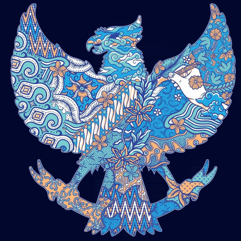 culture batik sur l'illustration de la silhouette garuda vecteur