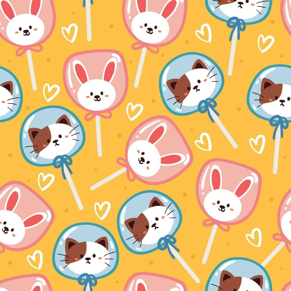 sans couture modèle mignonne dessin animé animal bonbons pour des gamins fond d'écran, textile, en tissu impression vecteur