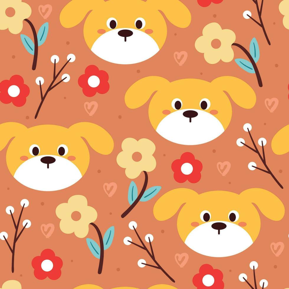 sans couture modèle dessin animé chiot. mignonne animal fond d'écran pour textile, cadeau emballage papier vecteur