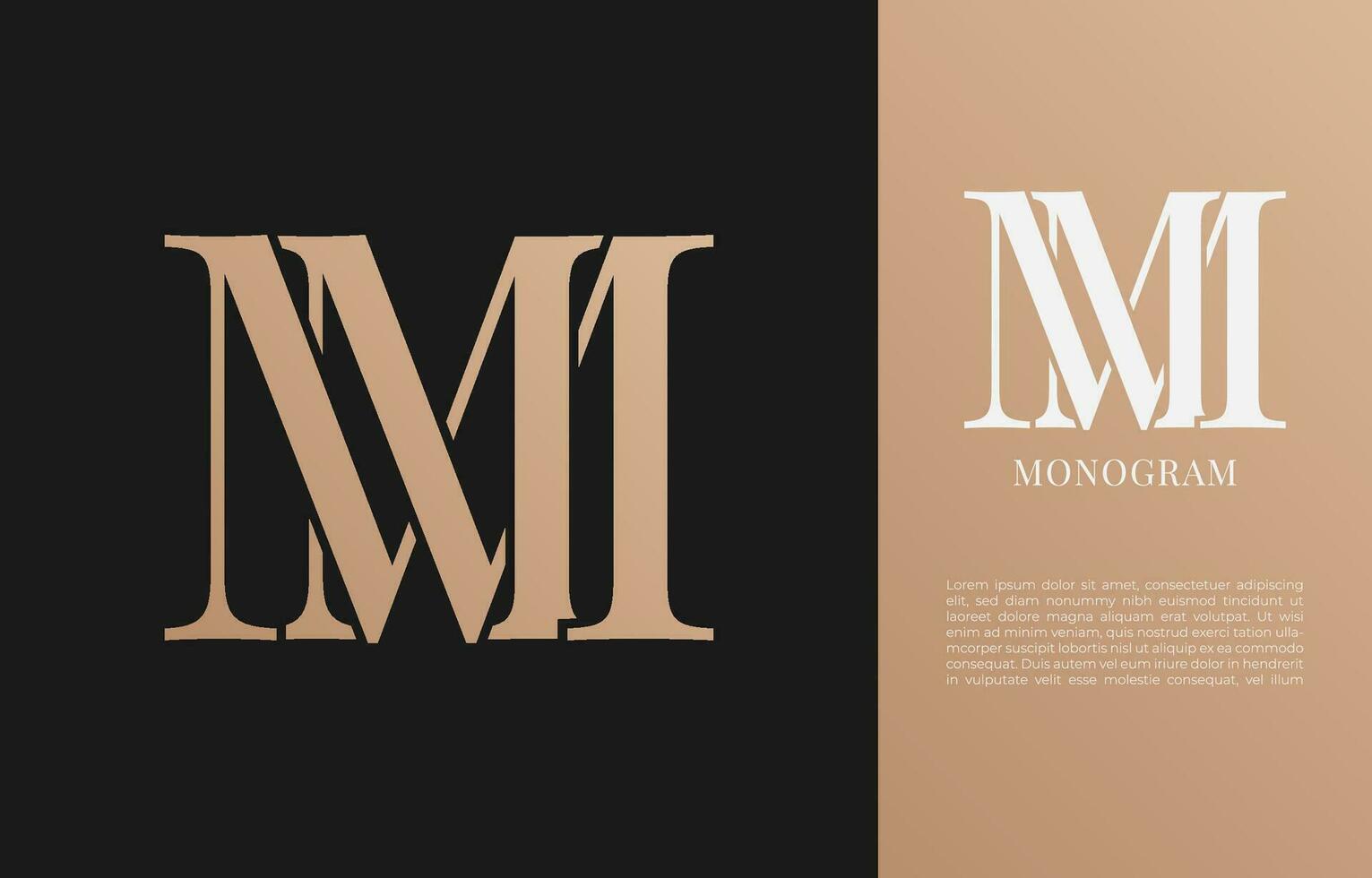 minimaliste mm initiale lettre ancien marque et logo vecteur