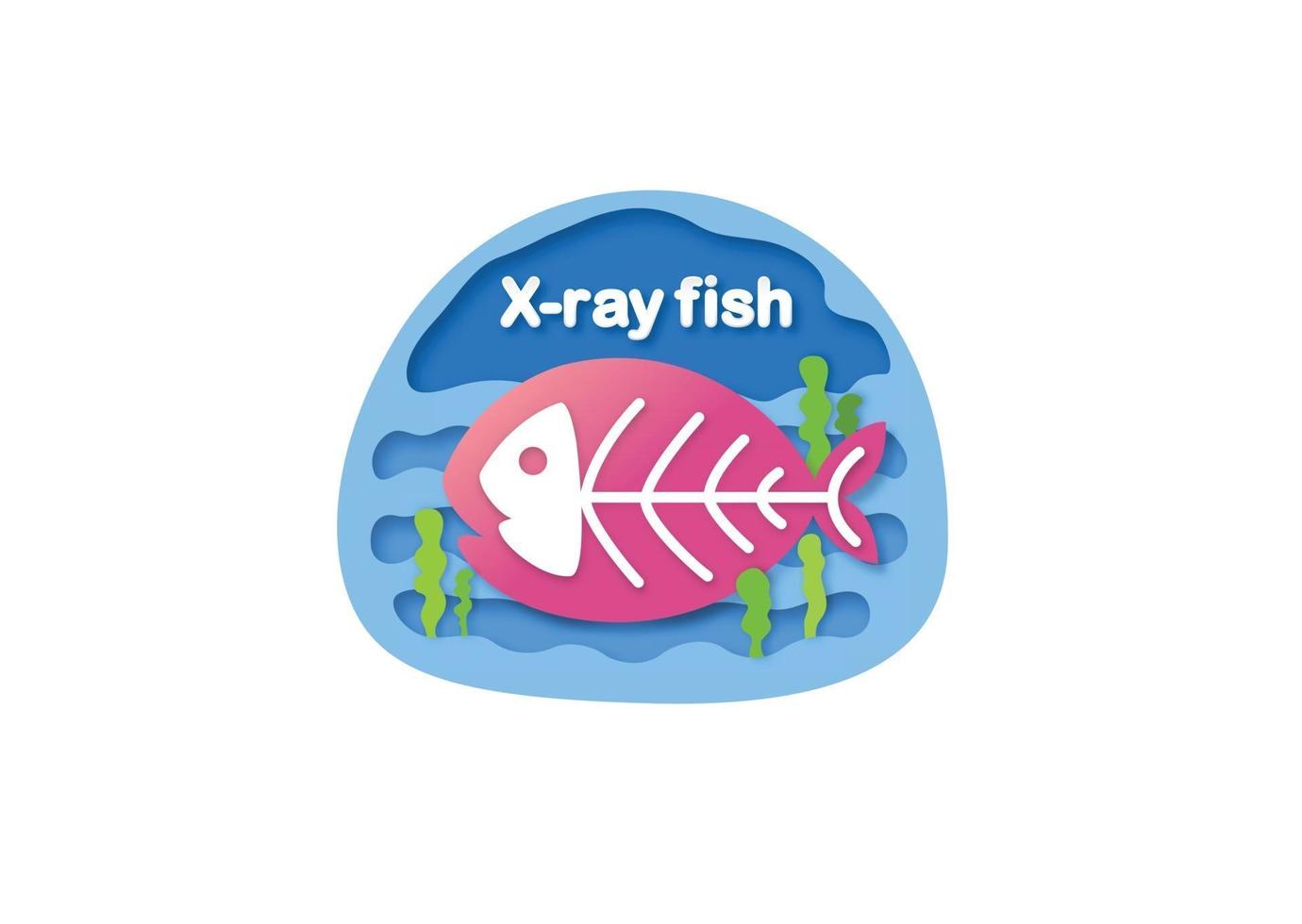 Lettre de l'alphabet xx ray fish,papier découpé concept vector illustration