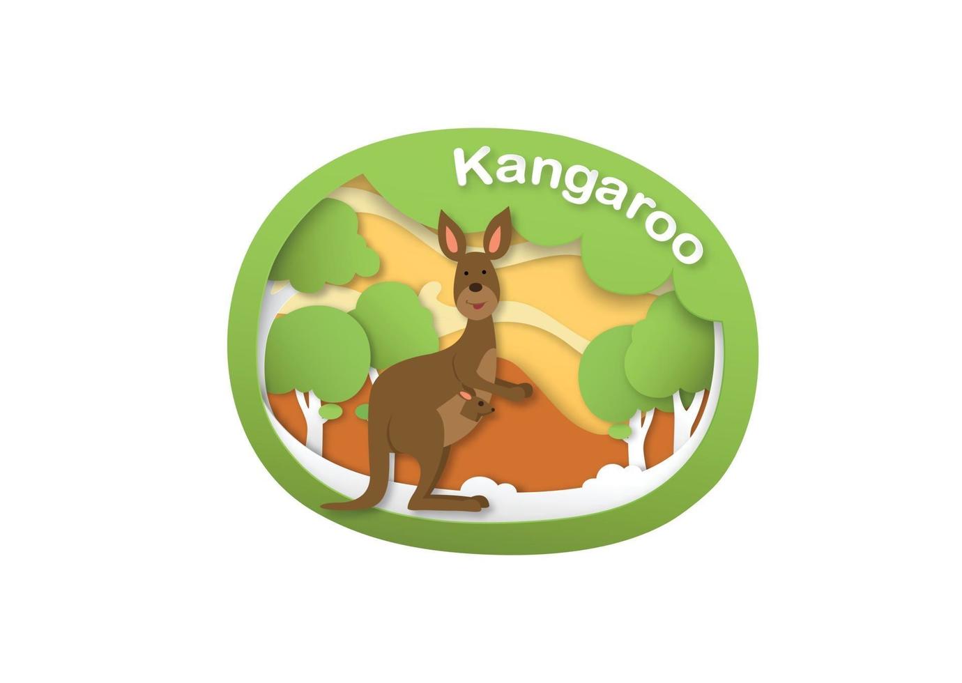 Lettre de l'alphabet k-kangourou, papier découpé concept vector illustration