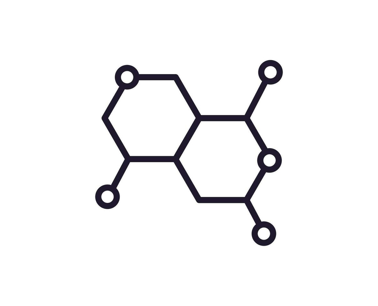Célibataire ligne icône de molécule haute qualité vecteur illustration pour conception, la toile des sites, l'Internet magasins, en ligne livres etc. modifiable accident vasculaire cérébral dans branché plat style isolé sur blanc Contexte