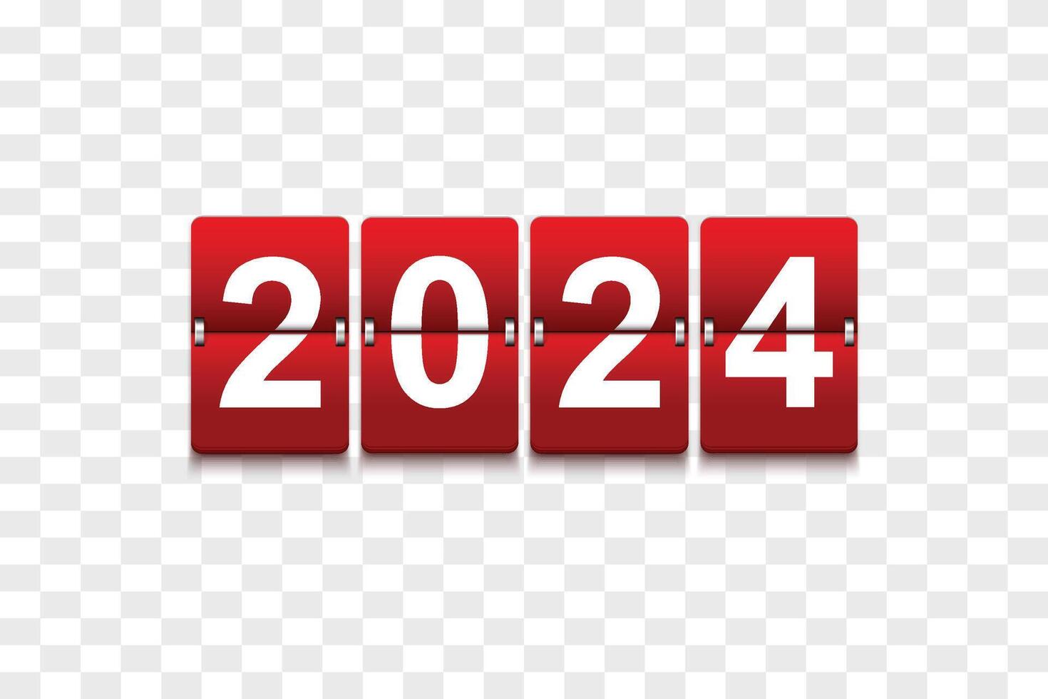 content Nouveau année 2024 sur retourner compte à rebours horloge, compteur temps, chronomètre, compter bas, et retourner planche vecteur