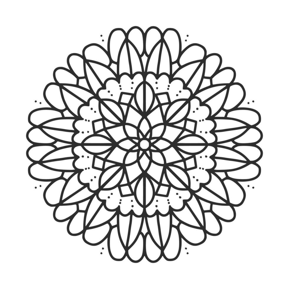 motif circulaire en forme de mandala pour henné, mehndi, tatouage, décoration. ornement décoratif dans un style oriental ethnique. page de livre de coloriage. vecteur