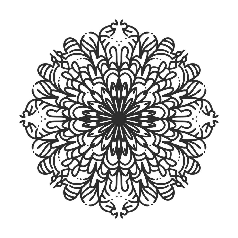 motif circulaire en forme de mandala pour henné, mehndi, tatouage, décoration. ornement décoratif dans un style oriental ethnique. page de livre de coloriage. vecteur