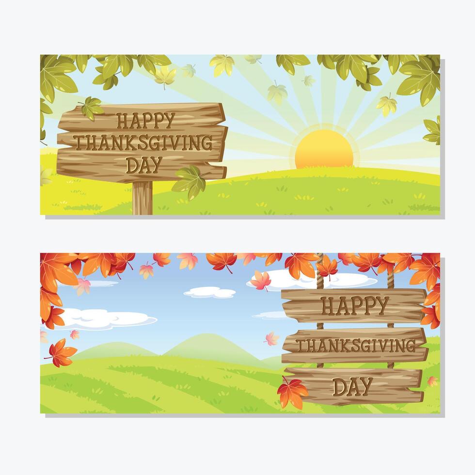 carte de joyeux thanksgiving avec citrouille, pomme, maïs et feuilles d'érable vecteur