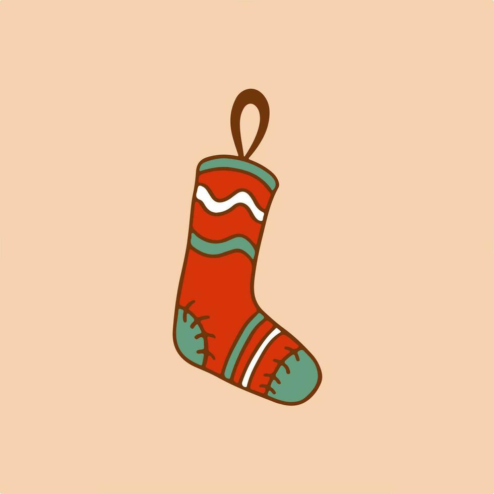 Noël stockage chaussette symbole. social médias poste. Noël décoration vecteur illustration.