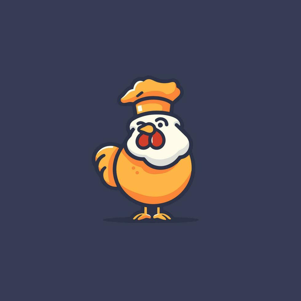 poulet chef logo modèle. mignonne dessin animé poulet personnage. vecteur illustration