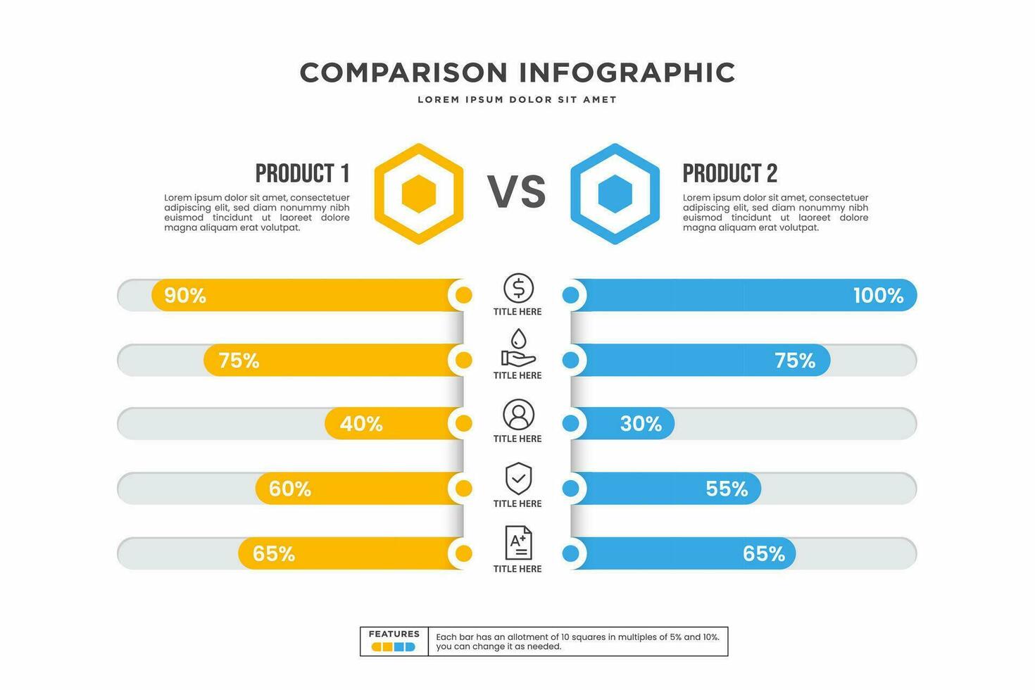 produit Comparaison infographie. affaires conception vecteur modèle