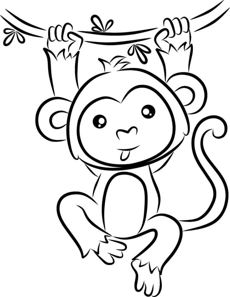singe ligne art pour coloration livre page vecteur