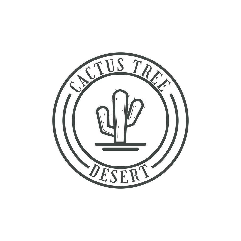 cactus logo conception Créatif idée ancien style rétro étiquette vecteur