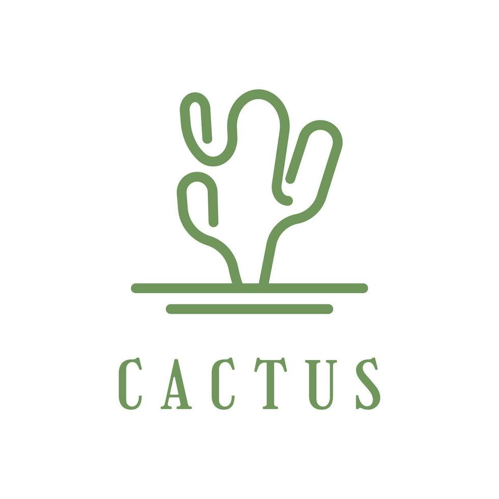 Facile cactus logo contour conception vecteur