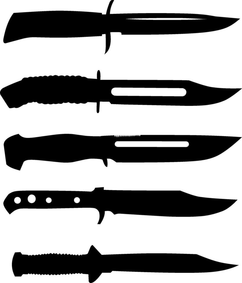 des couteaux silhouette vecteur icône ensemble