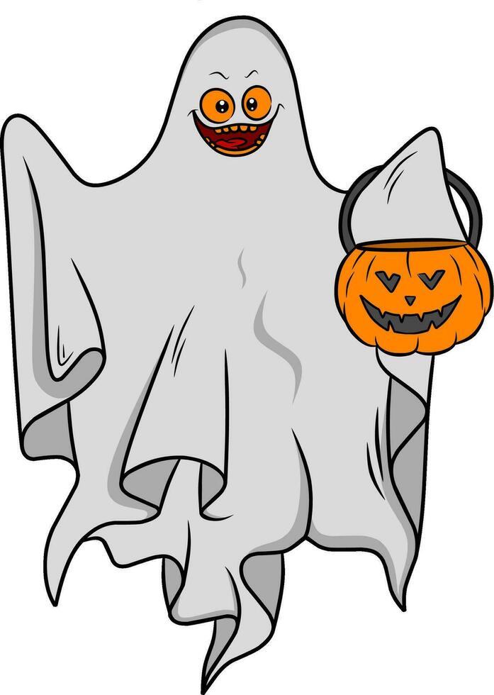 Halloween fantôme dessin animé personnage vecteur illustration