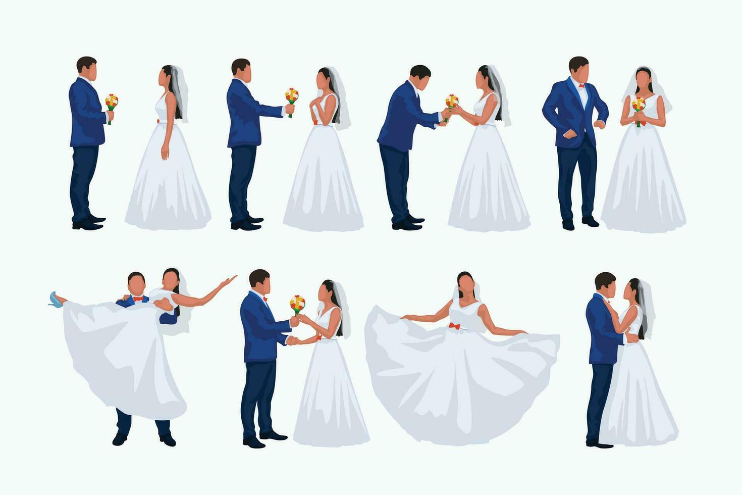 mariage jeune marié et la mariée ensemble vecteur