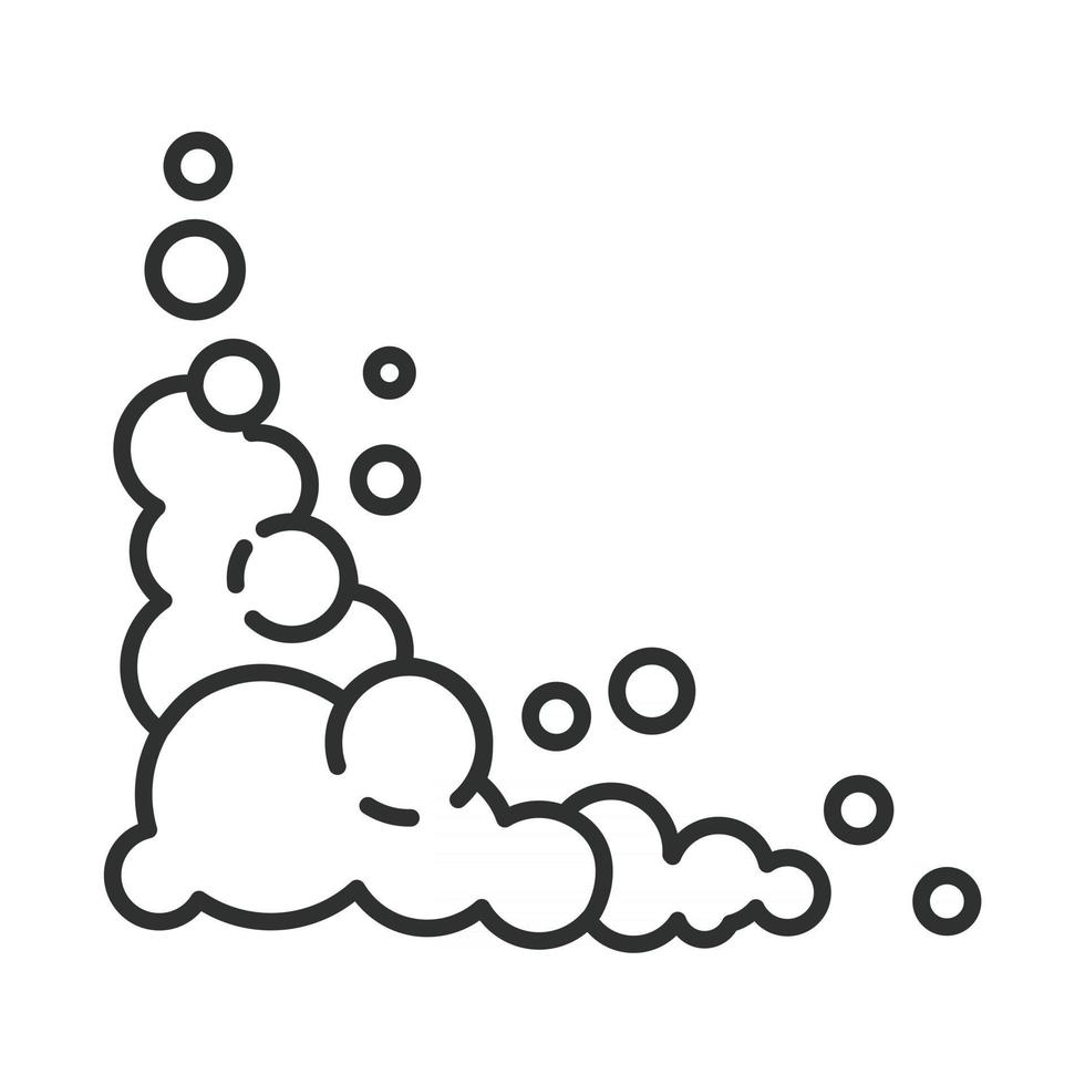 nuage de mousse de savon avec des bulles. icône de ligne de vecteur plat. illustration de mousse, mousse dans le coin, shampoing, gel et nettoyant.