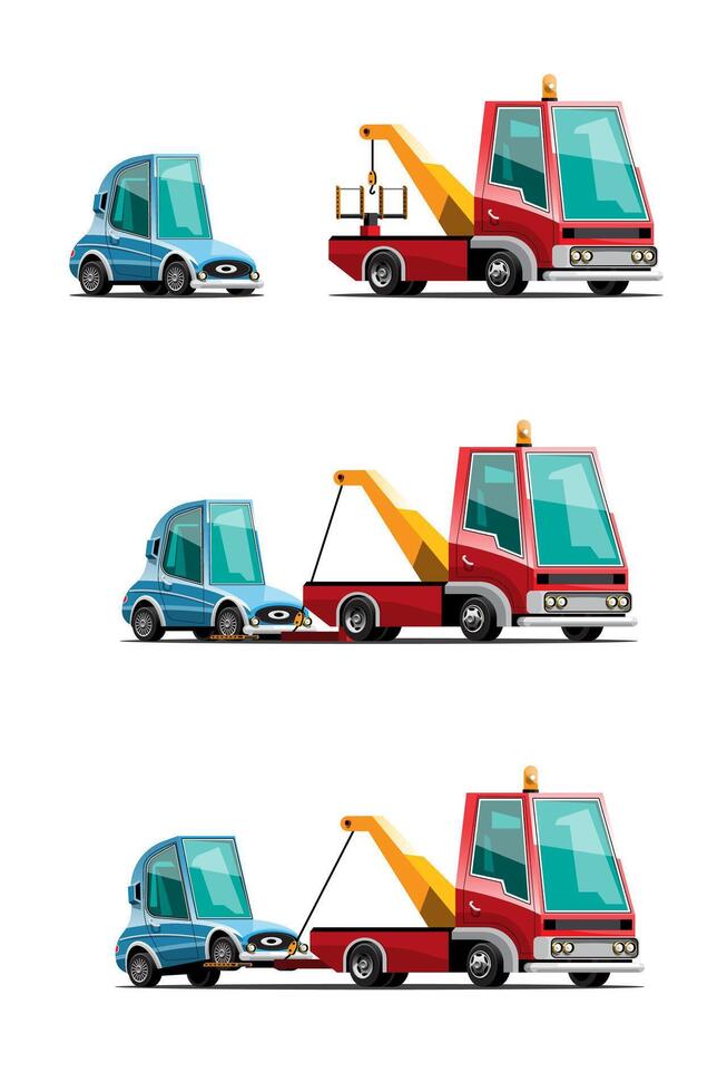 ensemble de voiture de remorquage camionnage auto transport vector illustration