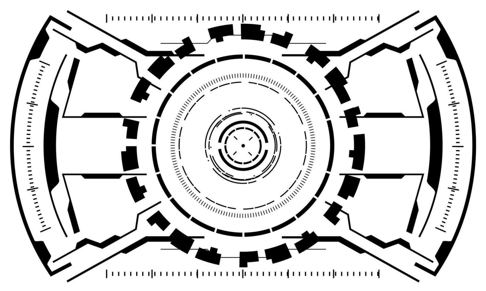 hud science-fiction interface écran vue noir géométrique sur blanc conception virtuel réalité futuriste La technologie Créatif afficher vecteur