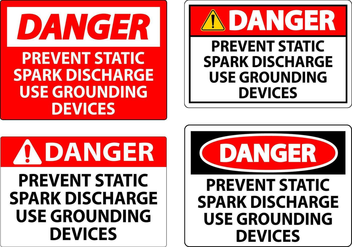 danger signe prévenir statique étincelle décharge utilisation mise à la terre dispositifs vecteur