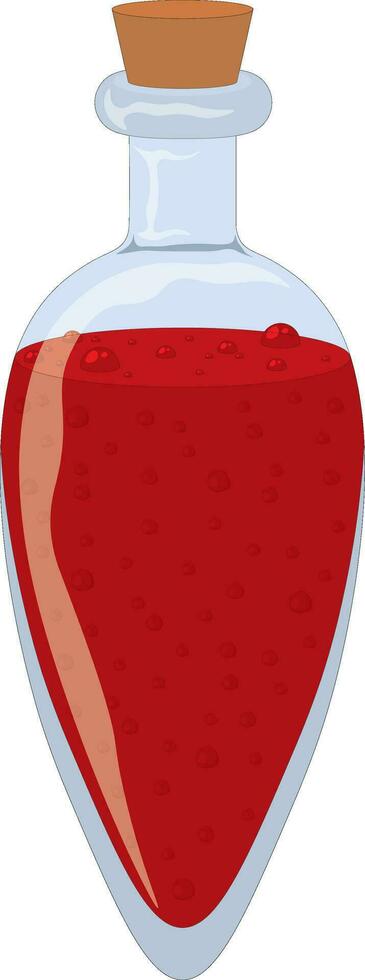 rouge bouillonnant potion dans cône forme Fiole vetor illustration vecteur