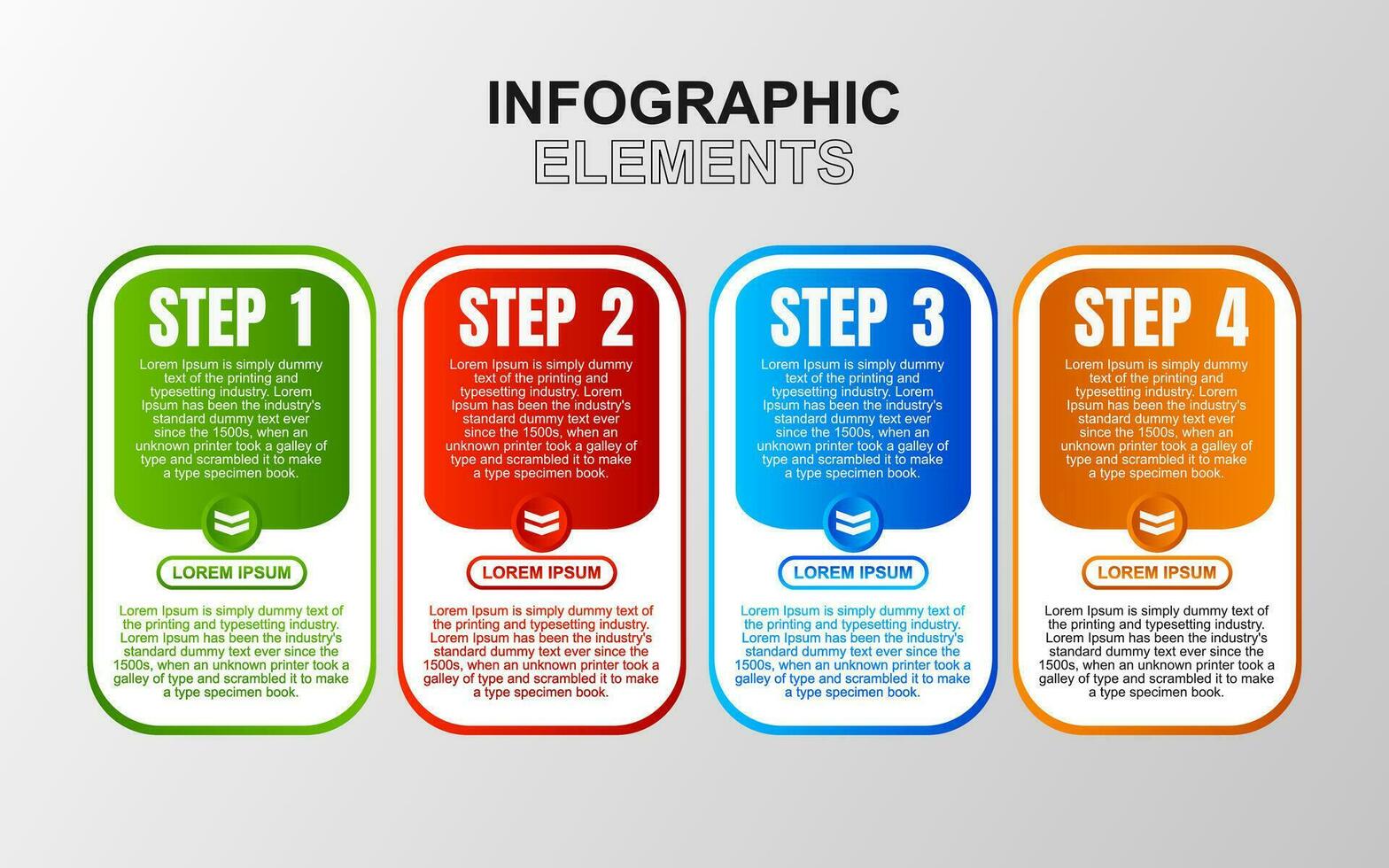 infographie modèle conception avec 4 pas. infographie conception pour présentations, bannières, infographies et affiches vecteur