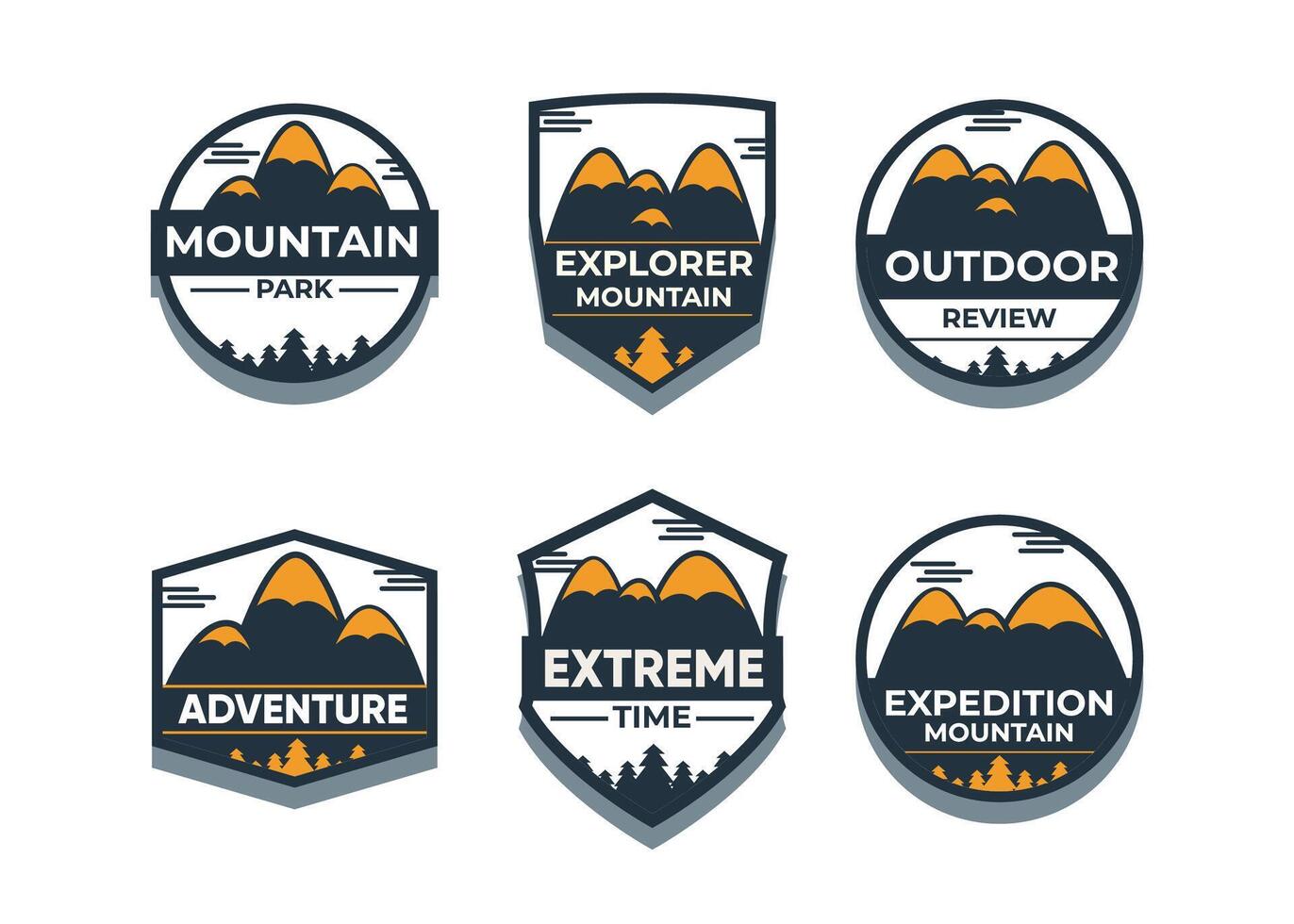 explorer l'ensemble de vecteurs de symboles d'aventure en montagne vecteur