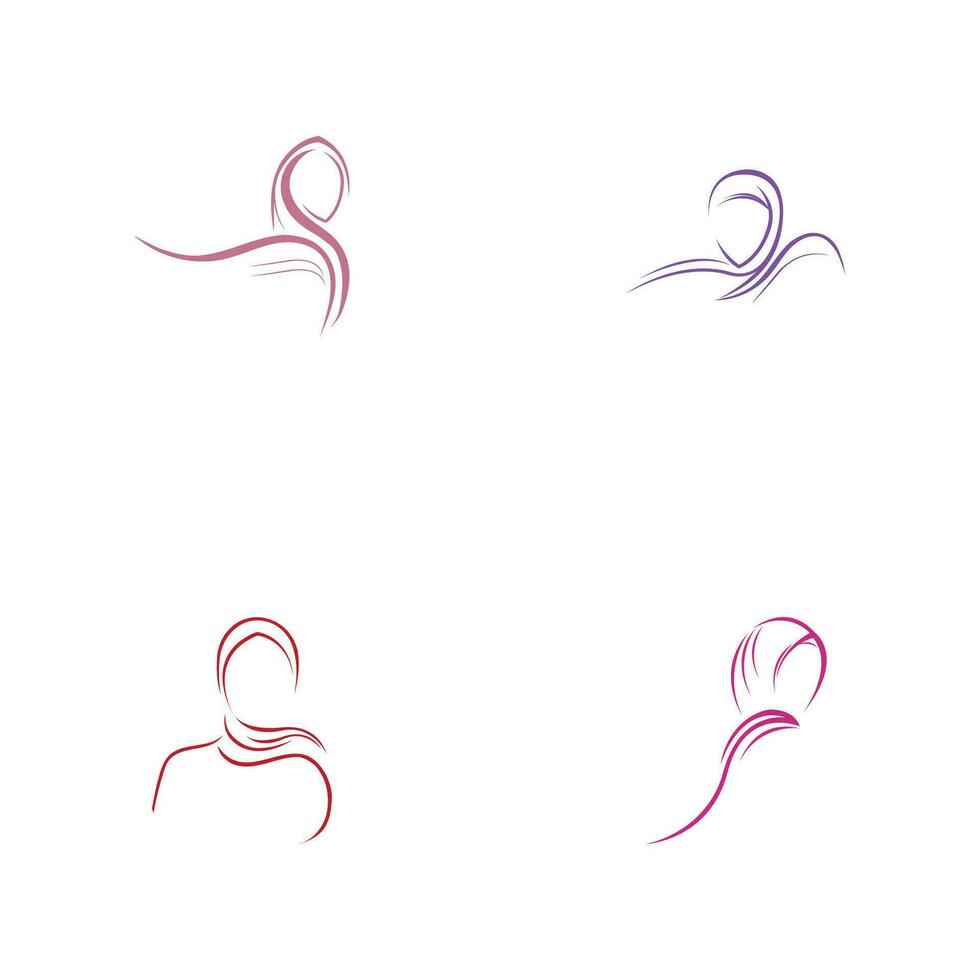 modèle de logo vectoriel femmes hijab beauté