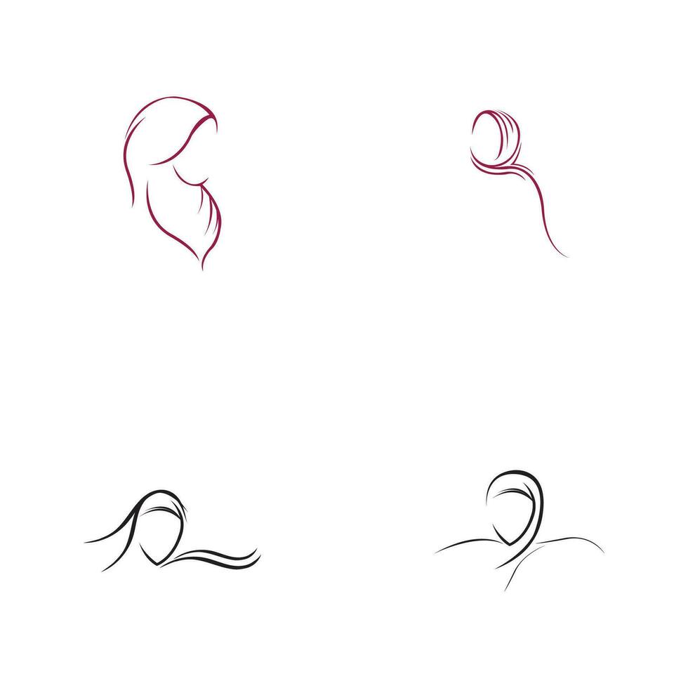 modèle de logo vectoriel femmes hijab beauté