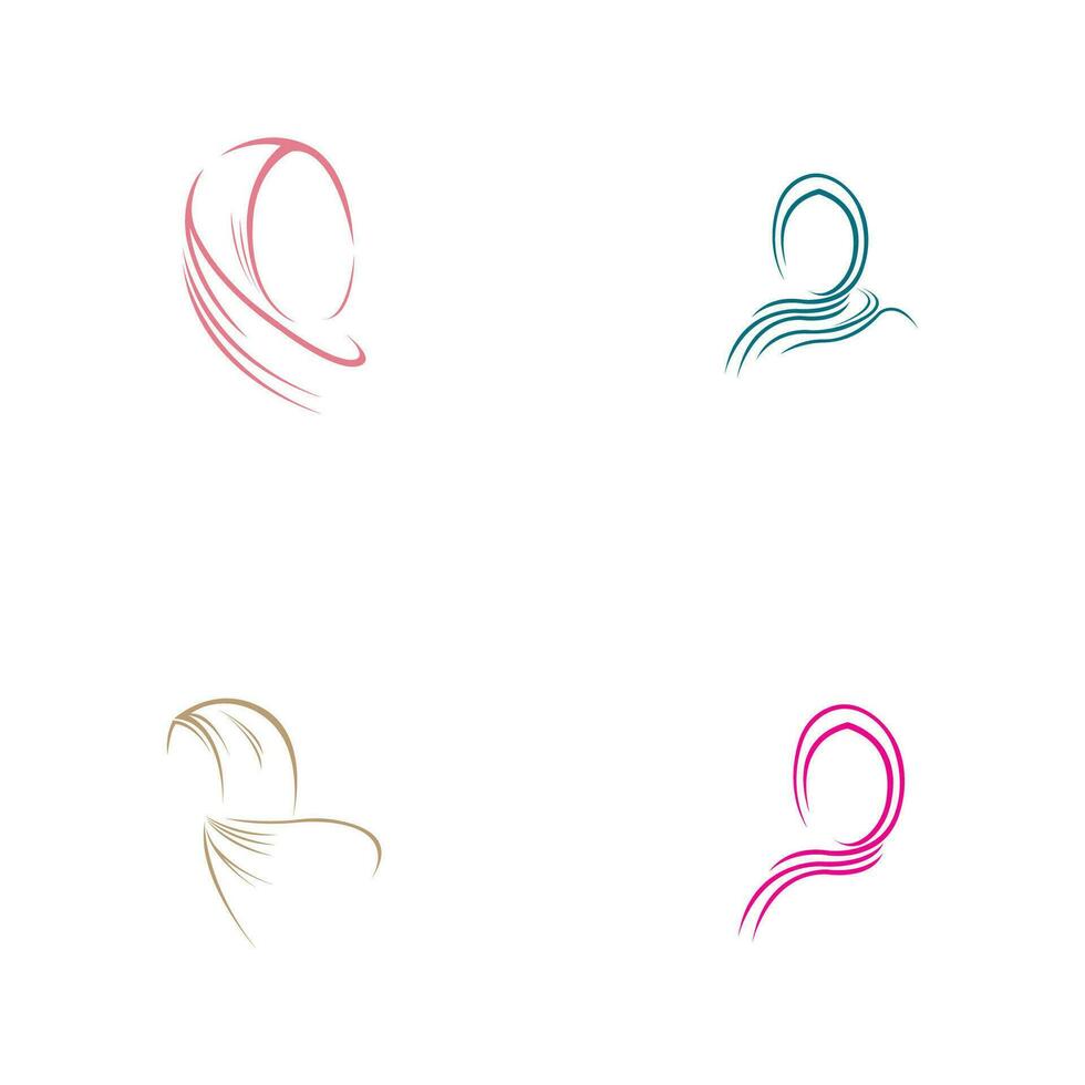 modèle de logo vectoriel femmes hijab beauté