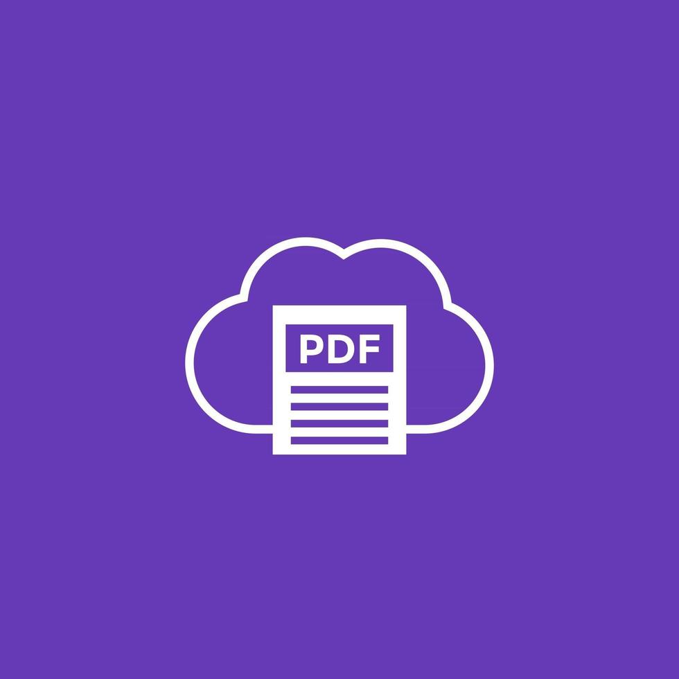 téléchargement de pdf vers le cloud, icône pour le web et les applications vecteur