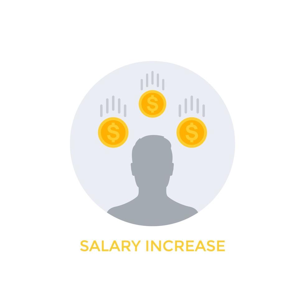 icône de vecteur d'augmentation de salaire sur le blanc