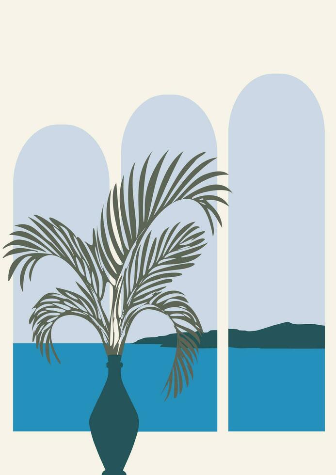 été vacances dans Grèce affiche illustration. moderne esthétique illustration vecteur