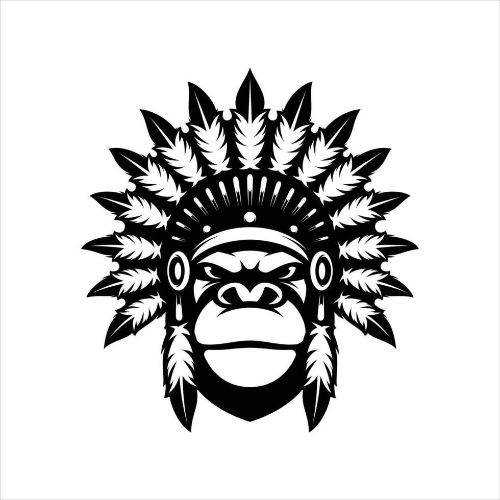 singe apache contour mascotte conception vecteur